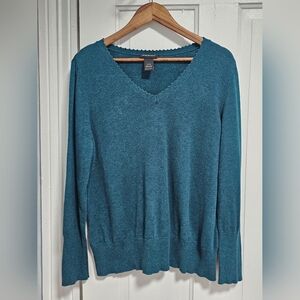 Lane Bryant Dark Teal V-Neck Women's Sweater